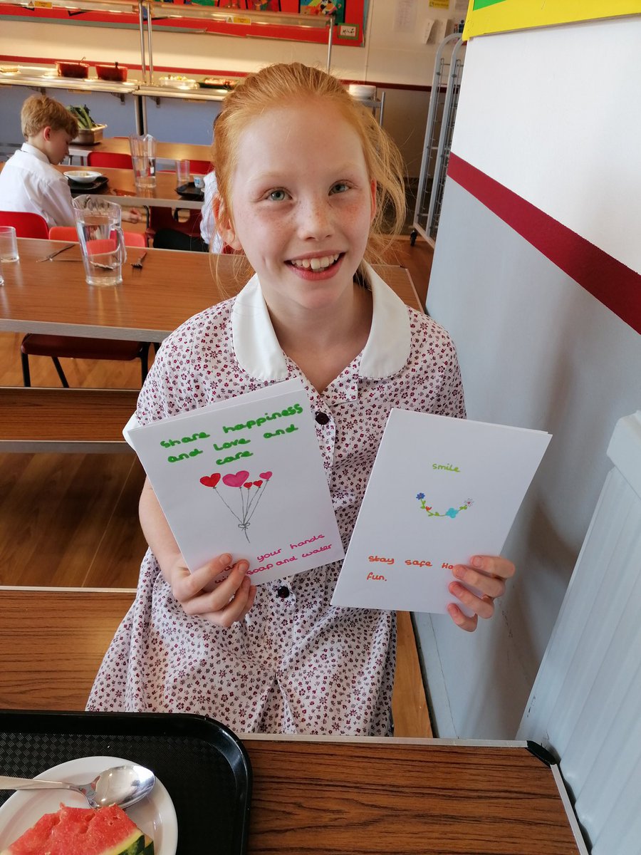 We have around 20 children of Key Workers in school everyday  and they wanted to send their love and care to people who can't get out at the moment. 

They have made lovely colourful cards which will be delivered to our local MHA Home - Bradbury Grange in Whitstable.