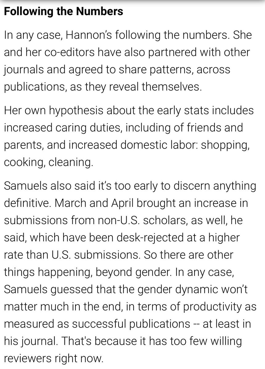 So is COVID “tanking” women’s productivity? Maybe. Maybe not. There’s really no evidence either way at this point—this is still at the hypothesis stage. Until more meta-research is conducted we don’t know if this is a trend, a blip, or nothing at all. 5/