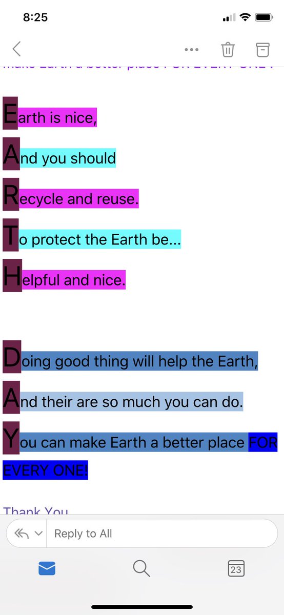 This was shared by a sweet Jag, from our Music lesson. I LOVE it! Happy Earth Day to all!
<a href="/MJEjags/">Jenks Elementary</a> <a href="/MJE2ndGrade/">MJE2ndGrade</a> <a href="/MJEThirdGrade/">MJE Third Grade</a> <a href="/JenksMusic/">JenksMusic</a>