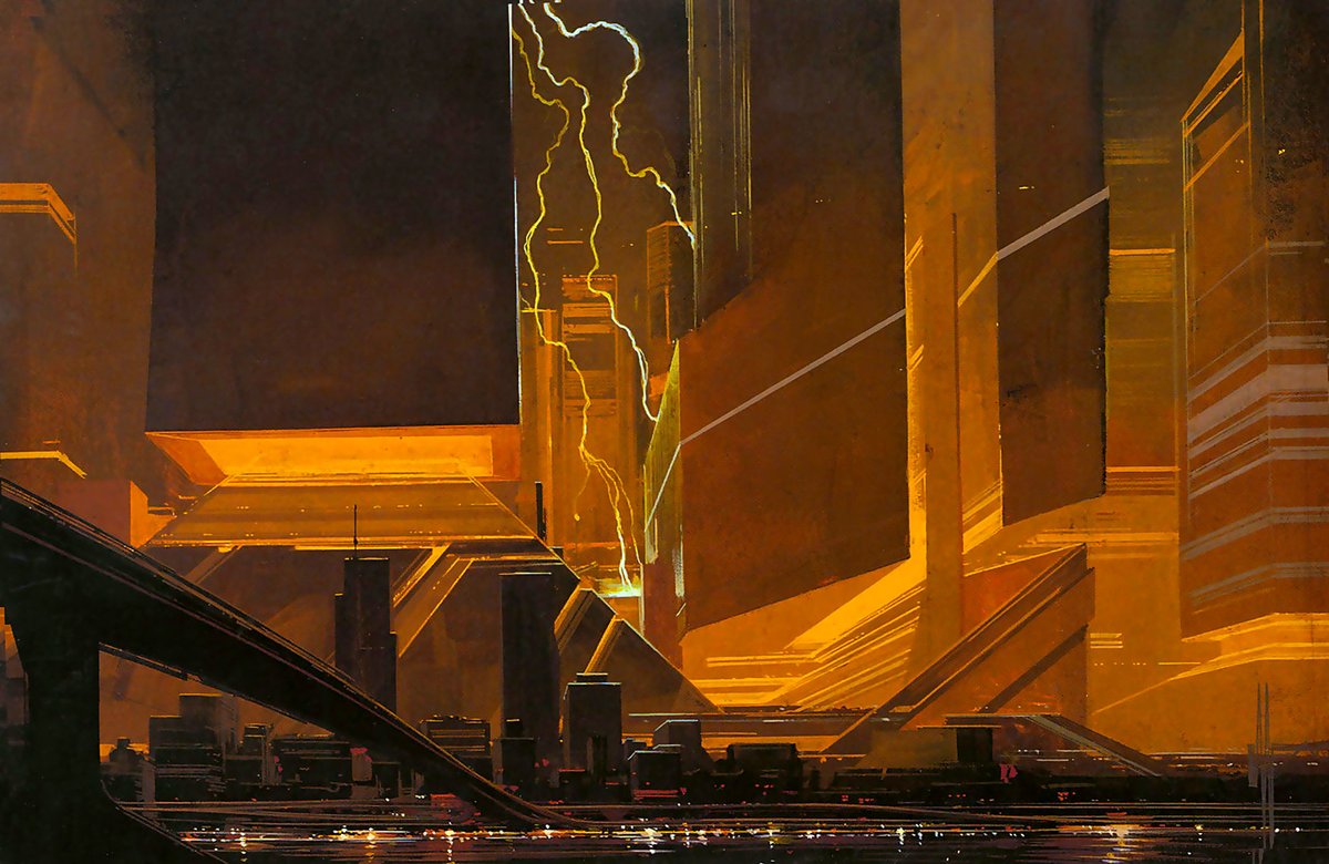 The futurist musings of the, aforementioned, late great Syd Mead. Look at those colours.