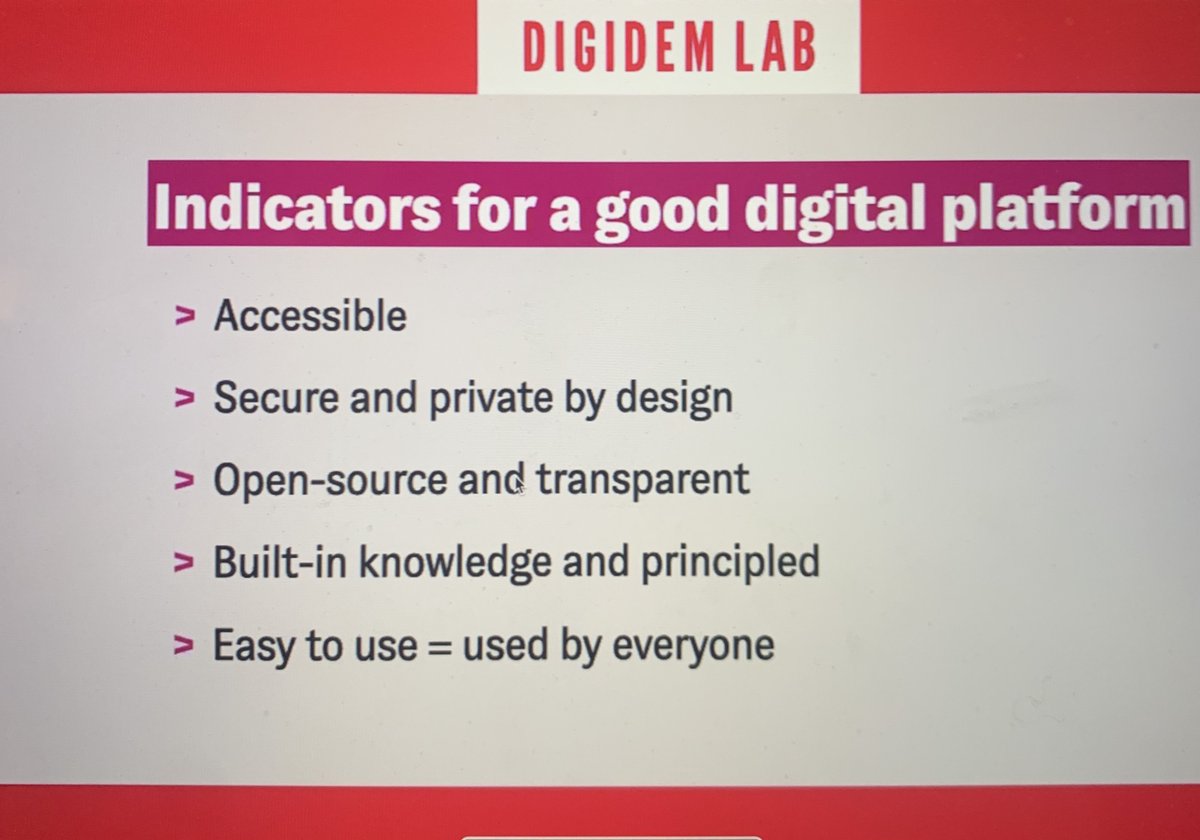 He doesn't have a good answer to what the best platform is, because things are changing all the time. So there are some things to take into account 20/  #CitizenParticipation  #DigitalDemocracy