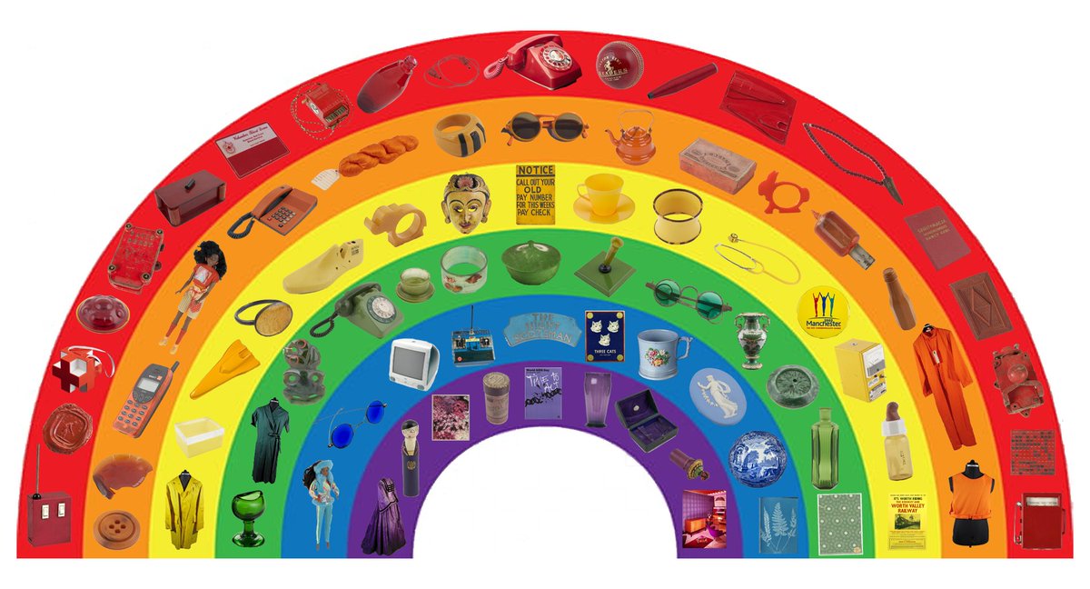 MediaMuseum's tweet photo. Inspired by Damien Hirst's beautiful 'Butterfly Rainbow', here is our 'Object Rainbow', created using objects from the Science Museum Group collection. https://t.co/4WgBBSvaGD