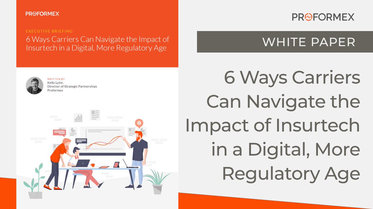 Proformex's tweet photo. In our newest white paper, Kelly Lytle - our Director of Strategic Partnerships - outlines 6 ways carriers can embrace #InsurTech to simplify, automate, & innovate their practice.
Read more here: https://t.co/xrJ2oe9VGV
#InForcePolicyManagement #LifeInsurance #PowerOfProformex https://t.co/kdRurVI6Of