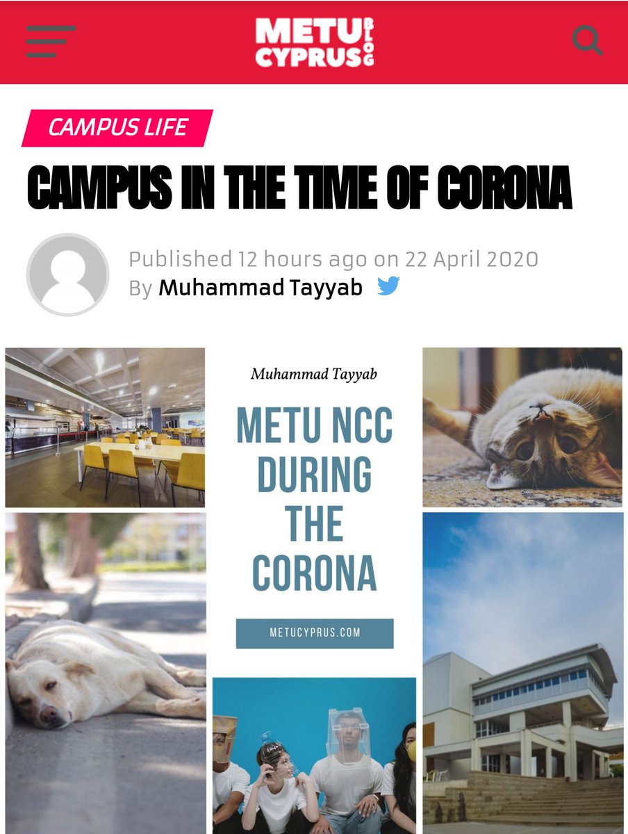 mtayyab1997's tweet photo. Campus in The Time of Corona, inspired by the novel Love in The Time of Cholera. Give it a read!

Tap over here:
https://t.co/cddAGfseod

#blogging #writing #Corona #QuarantineLife #SocialDistancing #COVID19 #metu #odtu #therelentlessscribbler https://t.co/xoaEFNqlH4