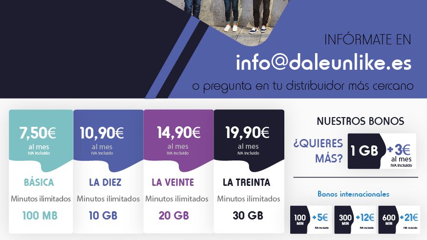 LikemobileEsp's tweet photo. La compañía con más like del mercado y con las mejores tarifas, entra en https://t.co/YkhwPb0o1j he infórmate.
💜#DaleUnLike #tarifacincuenta #tarifaveinte #tarifadiez #YoDisfrutoEnCasa #YoMeQuedoEnCasa #EsteVirusLoParamosUnidos #quedateencasa #frenalacurva #LikeMobile https://t.co/1zyiicW2QS