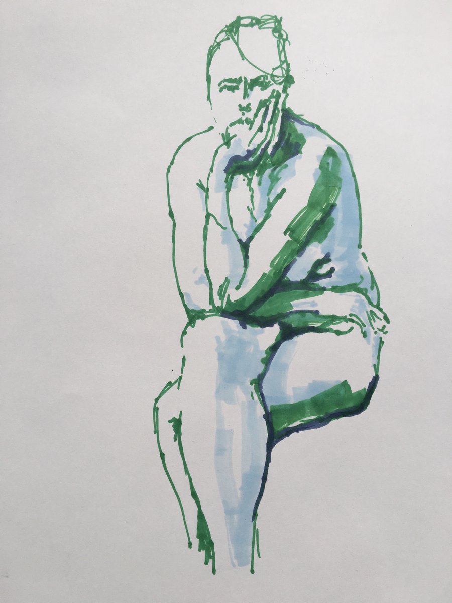 nickc22creative's tweet photo. Another great set of poses for our virtual life drawing class - and pleased to discover (basically it was sat on the shelf in front of me and I thought ‘why not?’) a new medium for some of the quicker poses... #art #nude #lifedrawing #UKLockdown https://t.co/WG0lKWmGVM