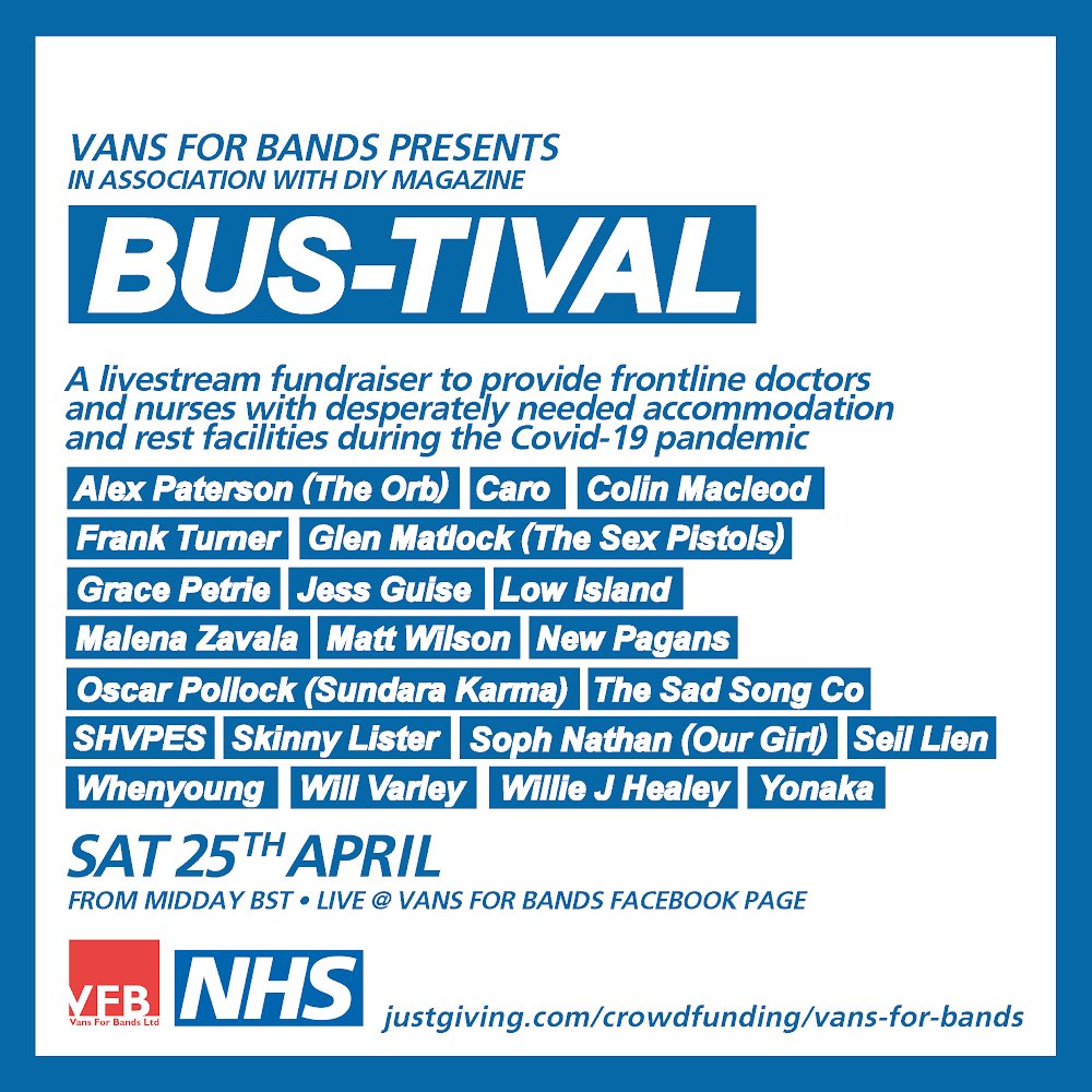 I'm playing a livestream set on Saturday as part of Bus-tival: an all day fundraiser to help provide accommodation and rest facilities for front line doctors &amp; nurses at hospitals facebook.com/vansforbands/l…
