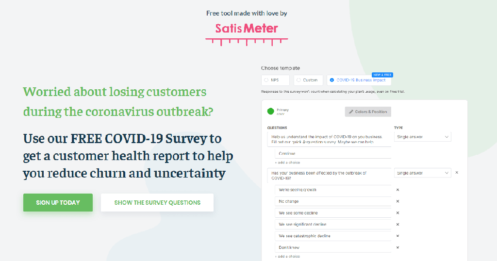 Use our FREE COVID-19 Business Impact Survey to get a customer health report to help you reduce churn and uncertainty. It is separate from our paid plans and offers unlimited responses. We run it ourselves and we get great insights from it. 👉 lttr.ai/PqIa
