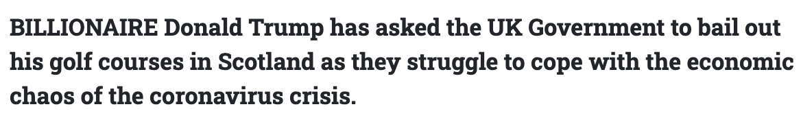 I missed this story from earlier today: President Trump is asking the UK government for bailout money for his troubled Scottish golf courses thenational.scot/news/18400160.…