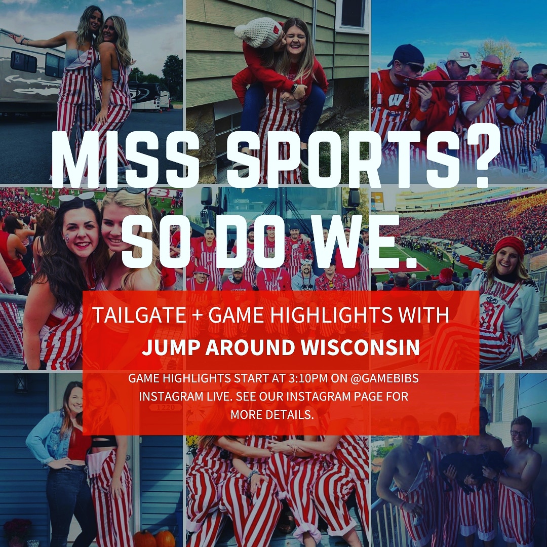 JumpWisconsin's tweet photo. @JumpWisconsin is teaming with @gamebibs after #jumparoundwisconsin at 310pm CT on #Saturday April 25th.
Tune to @gamebibs Instagram live feed to see past @BadgerFootball game highlights. https://t.co/3P1vEik2VC