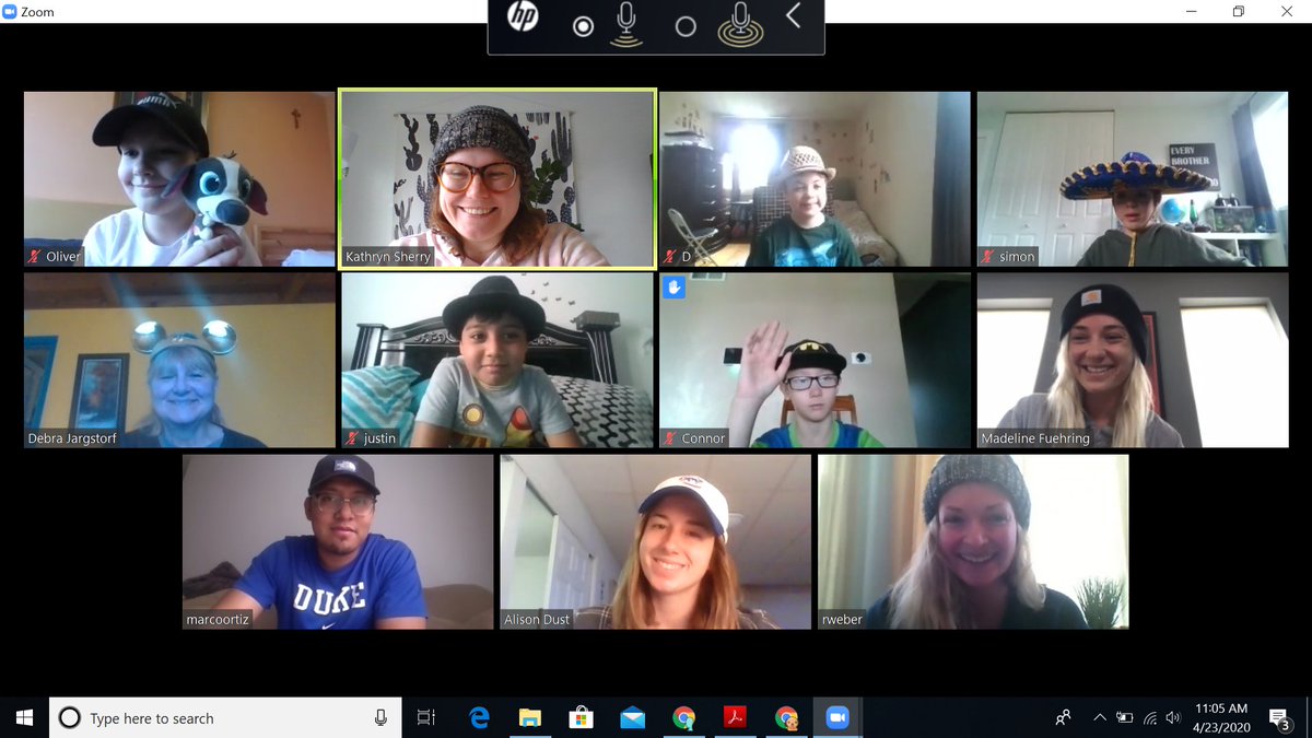TR_PBIS's tweet photo. Ms. Dust’s class had amazing participation for hat day during their Zoom meeting! @TimberRidgeEdu @NSSEO_org https://t.co/MvUR9M9Umz