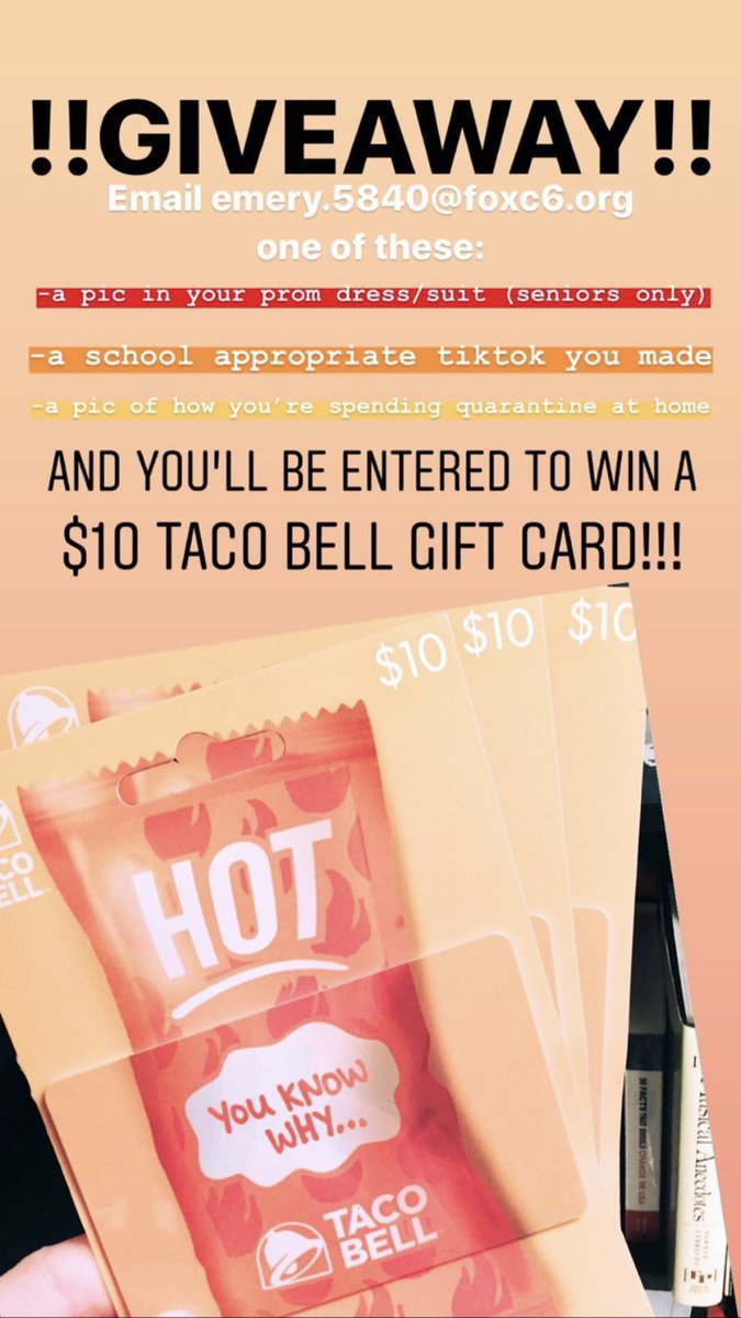 SHS STUDENTS!! Want to win a $10 Taco Bell gift card and be featured in the yearbook? Check out this giveaway!