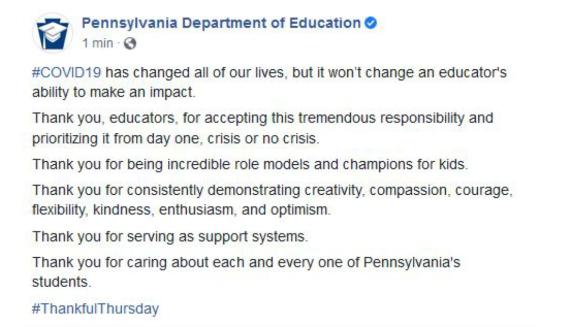 PADeptofEd's tweet image. Thank you, educators.