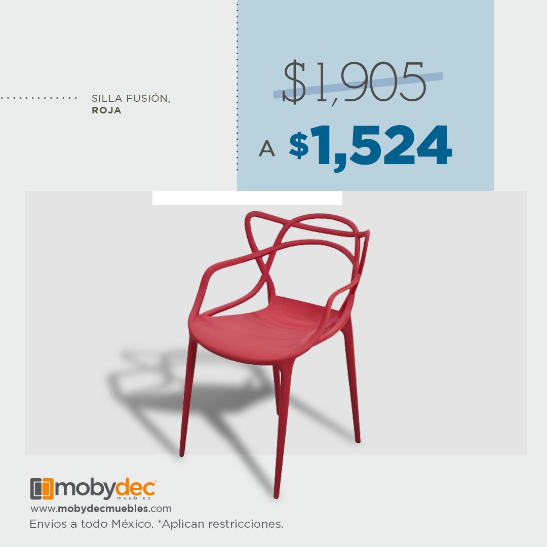 MOBYDEC's tweet photo. Llévate esta increíble Silla Fusión Roja a un súper precio con Mobydec

¡Haz clic aquí:  https://t.co/vHJbtMKHVb y elige la tuya ya!

#Mobydec #Muebles https://t.co/R6IL1UVXxd