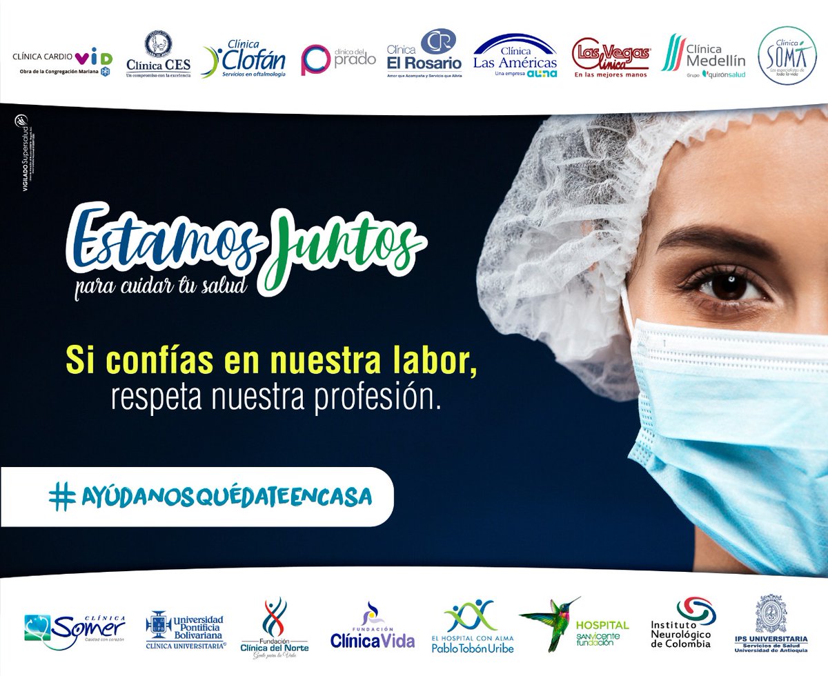 clinica_somer's tweet photo. Todos los días nuestro personal se protege con los elementos y sigue los protocolos de protección para cuidar de ti y de tu familia. Comprendemos el temor que puedes sentir,  pero maltratar o discriminar al personal de la salud no es una solución. #AyúdanosQuédateEnCasa https://t.co/BkZMkJr6Jn