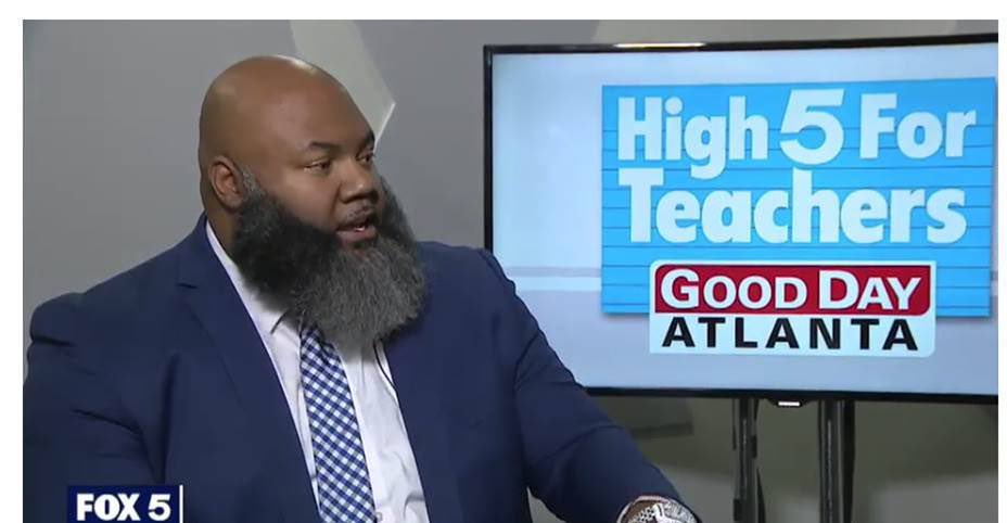 FultonCoSchools's tweet photo. Congratulations to Westlake’s Curtis Woodhouse! He’s the 2020 Fox High 5 for Teachers winner!@gyimahwhitaker #FCSrising ⁦@JKRobinsonEDU⁩ https://t.co/GJQf9RrJ7R