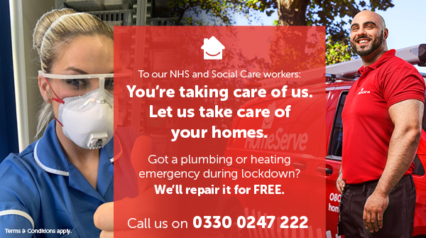 If you work in the #NHS or Social Care, we're here for you when you need it. Get FREE emergency repairs to your home's heating and plumbing during #lockdown 
📲Need help now? Call 0330 0247 222 
homeserve.com/uk/key-worker
#ThankYouNHS #socialcare