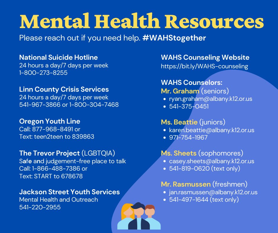 Please reach out if you need help! #WAHStogether