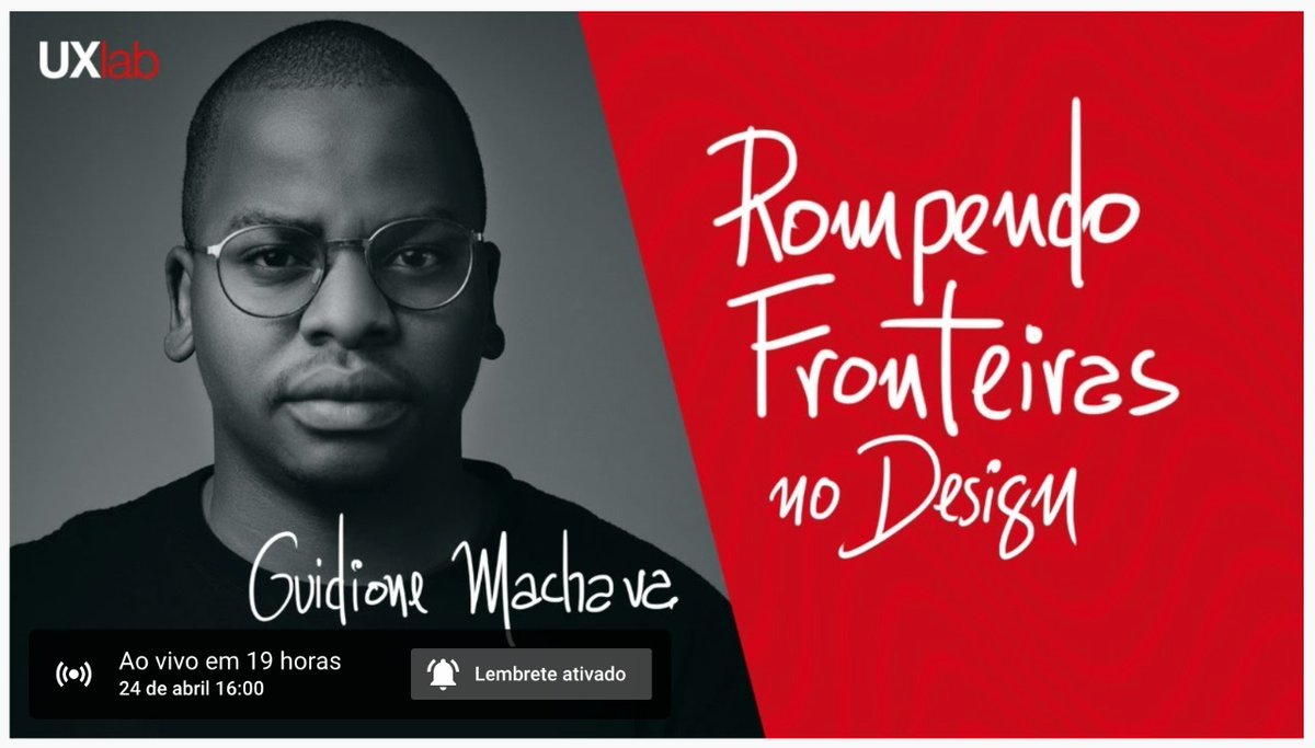 GuidioneMachava's tweet image. Breaking Bridges on Design is the topic of my talk tomorrow with Andrei Gurgel 🇧🇷 on his YouTube channel #UXLab. Join us live 4PM +2GMT.