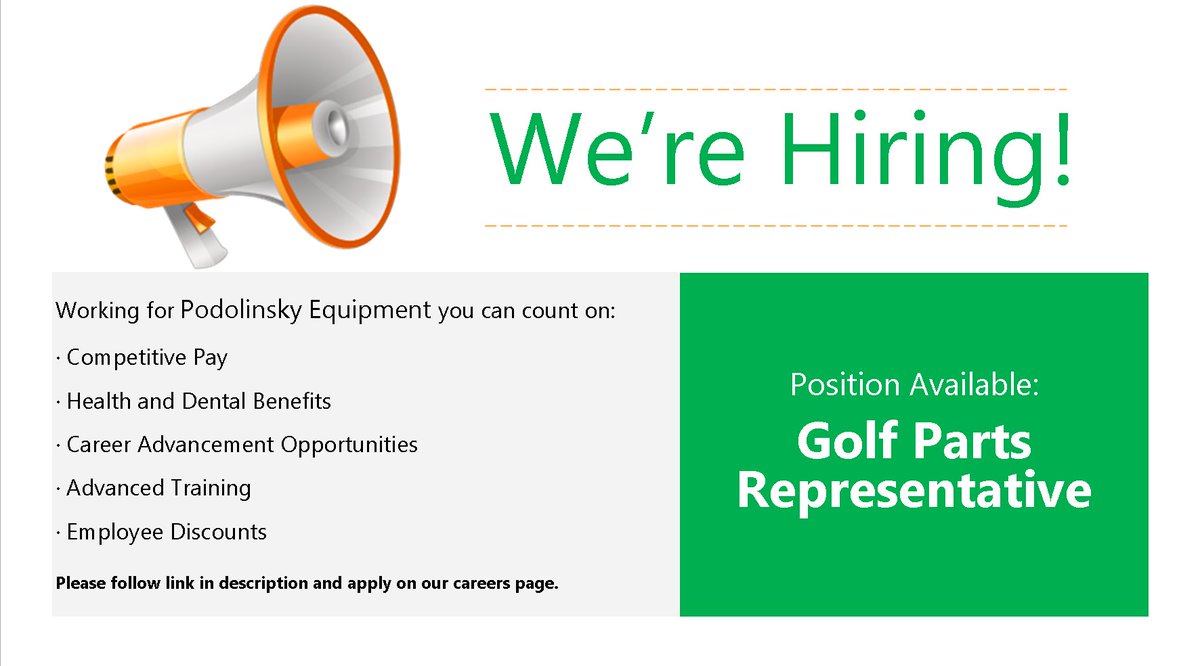 We're Hiring! Position- Golf Parts Representative 
Follow the link to apply: 
ow.ly/UIGl50zkkh3?fb…
