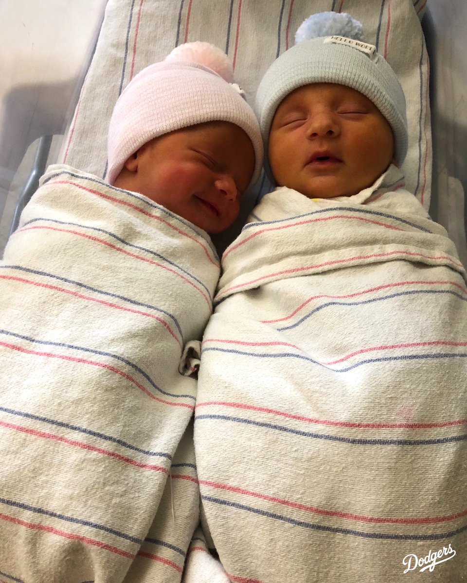 Dodgers's tweet photo. Welcome to the world, Crue and Blake! 

Congratulations to Joe Kelly and his wife, Ashley, on the birth of their twins! https://t.co/fgaycq3cAw