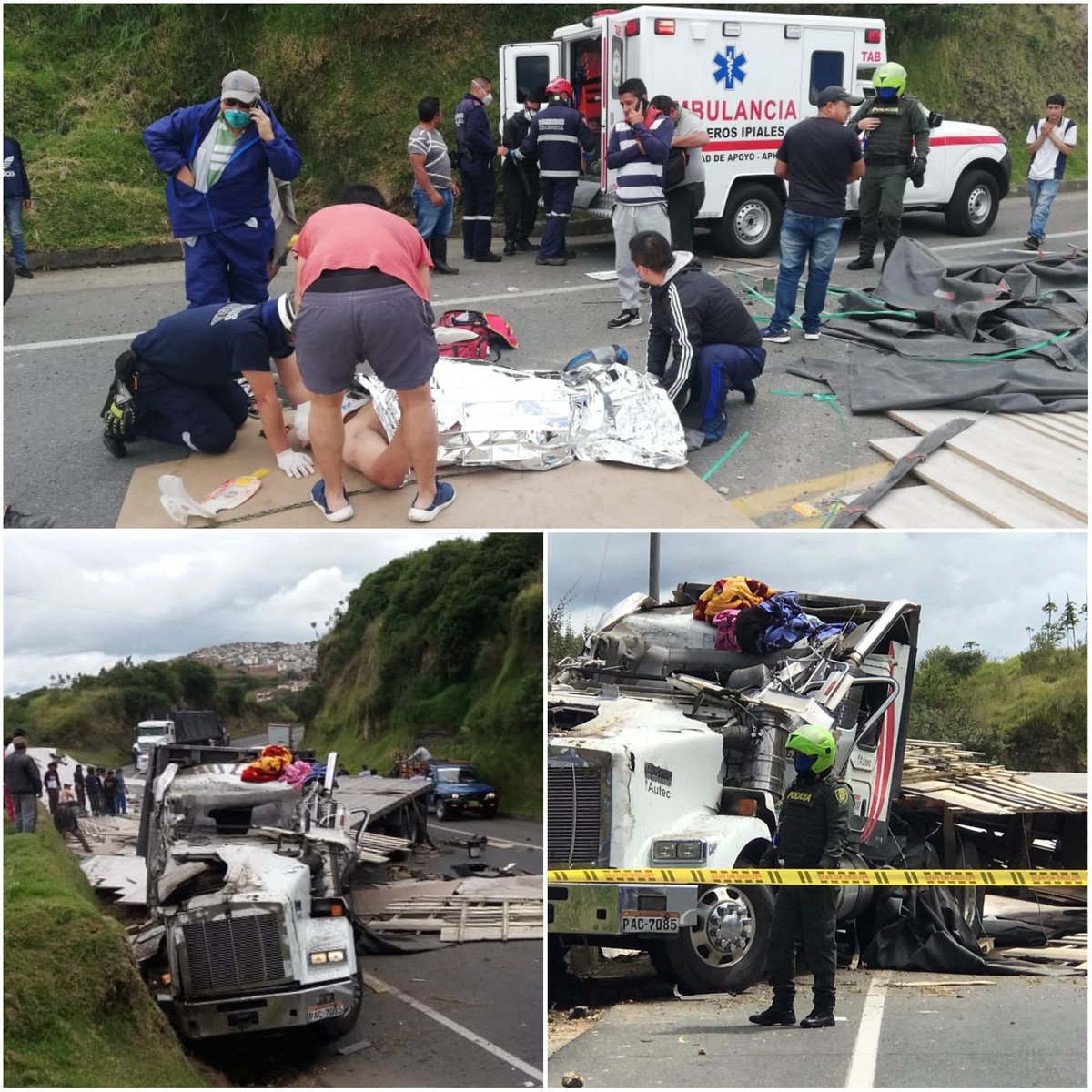surnoticiashoy's tweet photo. ⚠️ #ReporteDeEmergencia El Cuerpo de Bomberos de Ipiales atiende en la vía perimetral un accidente de tránsito. Dos personas heridas ya fueron trasladadas hasta el Hospital Civil de Ipiales. https://t.co/XOSMEZ1Vvy