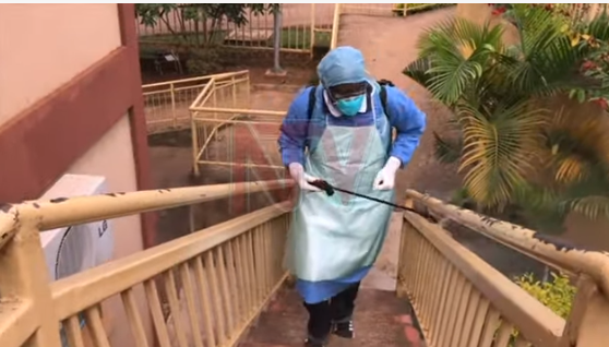 ntvuganda's tweet photo. He doesn’t have a medical background and just last month he was running a shop off one of several arcades in the capital. But in the past few weeks, Semu Nsibirwa has immersed himself in hygiene measures to stave off COVID-19.  #NTVNews  https://t.co/c020eJlNuZ https://t.co/xW4uDWa2Fd