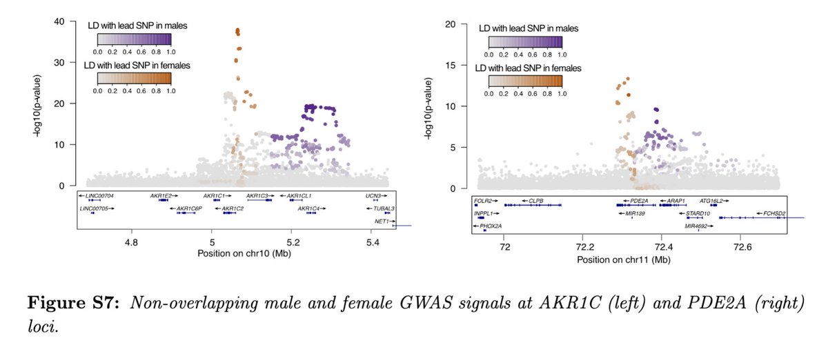 There are a couple of examples where both male and females have hits for biosynthetic enzymes in the same region but THESE DO NOT OVERLAP, presumably affecting different enhancers and/or paralogs (the mechanism is not clear yet).