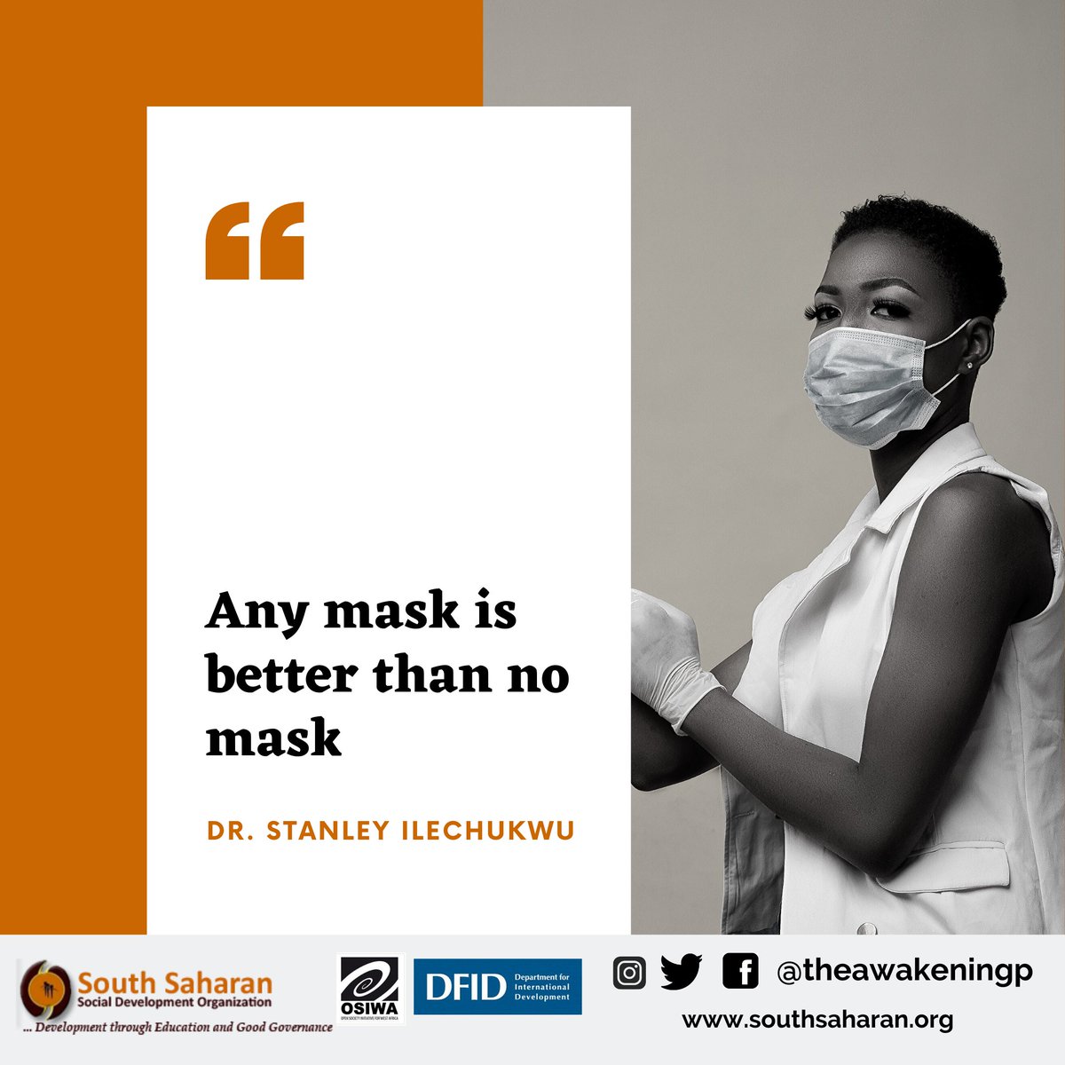 "Cover your face... Any mask is better than no mask"- Dr. Stanley Ilechukwu  #TheAwakening   #LockdownAwakening