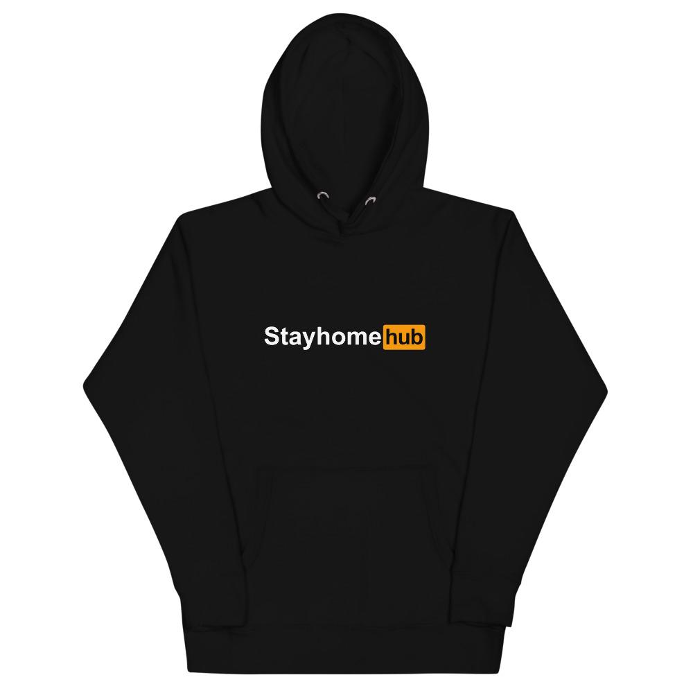 Pornhub's tweet photo. RT for a chance to win a Stayhomehub hoodie 🔥 all collection sales from the Stayhomehub Collection go to Coronavirus relief https://t.co/TjQIXIMeLW https://t.co/mDc3WatkC7