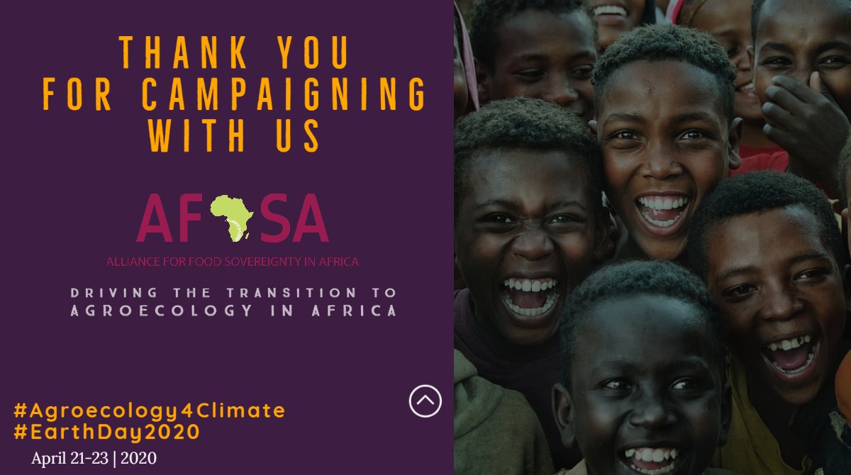 Our heartfelt thanks is in order to all who campaigned with us on #EarthDay2020 to establish the case of agroecology as an African led solution to climate action. 

Agroecology feeds the world.
Agroecology Cools the Planet. 
Agroecology Respects the Earth. 

#Agroecology4Climate