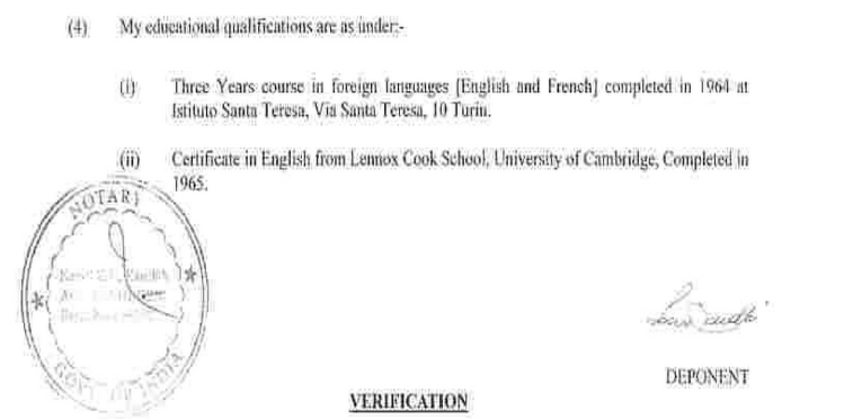 2/n It was always claimed in Election's affidavit (2004) that  #SoniaGandhi attended  @Cambridge_Uni (snippet-1) which was later changed to Lennox Cook School, Cambridge.