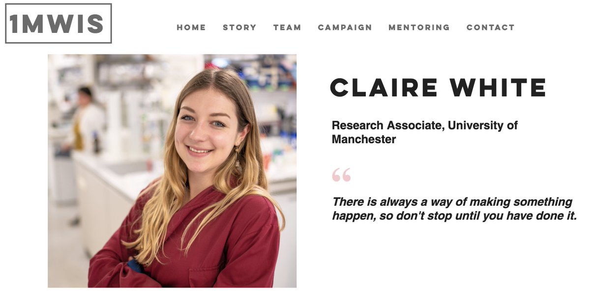 THREAD 34/51Hey Claire White - a research associate - focused on understanding how our immune systems are involved in brain diseases such as stroke & dementia. She reminds us imposter syndrome is real at times but to carry on! Ft & thx  @de_claired  http://www.1mwis.com/profiles/claire-white