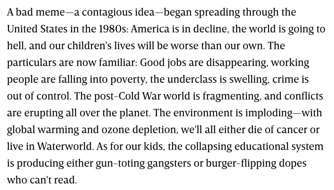 Now that it's over, here are some selections from "The Long Boom: A History of the Future, 1980–2020" by  @peteleyden and  @peterschwartz2 from  @wired's July 1997 issue (thread)"Remember my friend, future events such as these will affect you in the future." - The Amazing Criswell