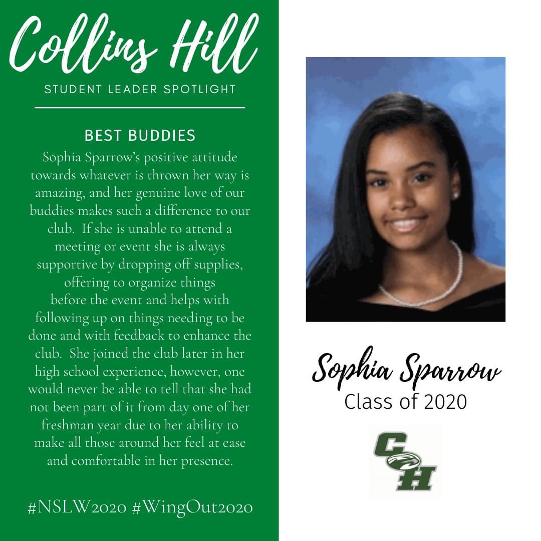 collinshill's tweet photo. For Day 4 of #NSLW2020, we are highlighting student leaders from SGA, Junior Cabinet, and the Best Buddies Club.  Congratulations and thank you for the positive impact you have on Collins Hill's culture and community.  We are proud of you, Eagles!  #WingOut2020 https://t.co/ZfK29dC05F