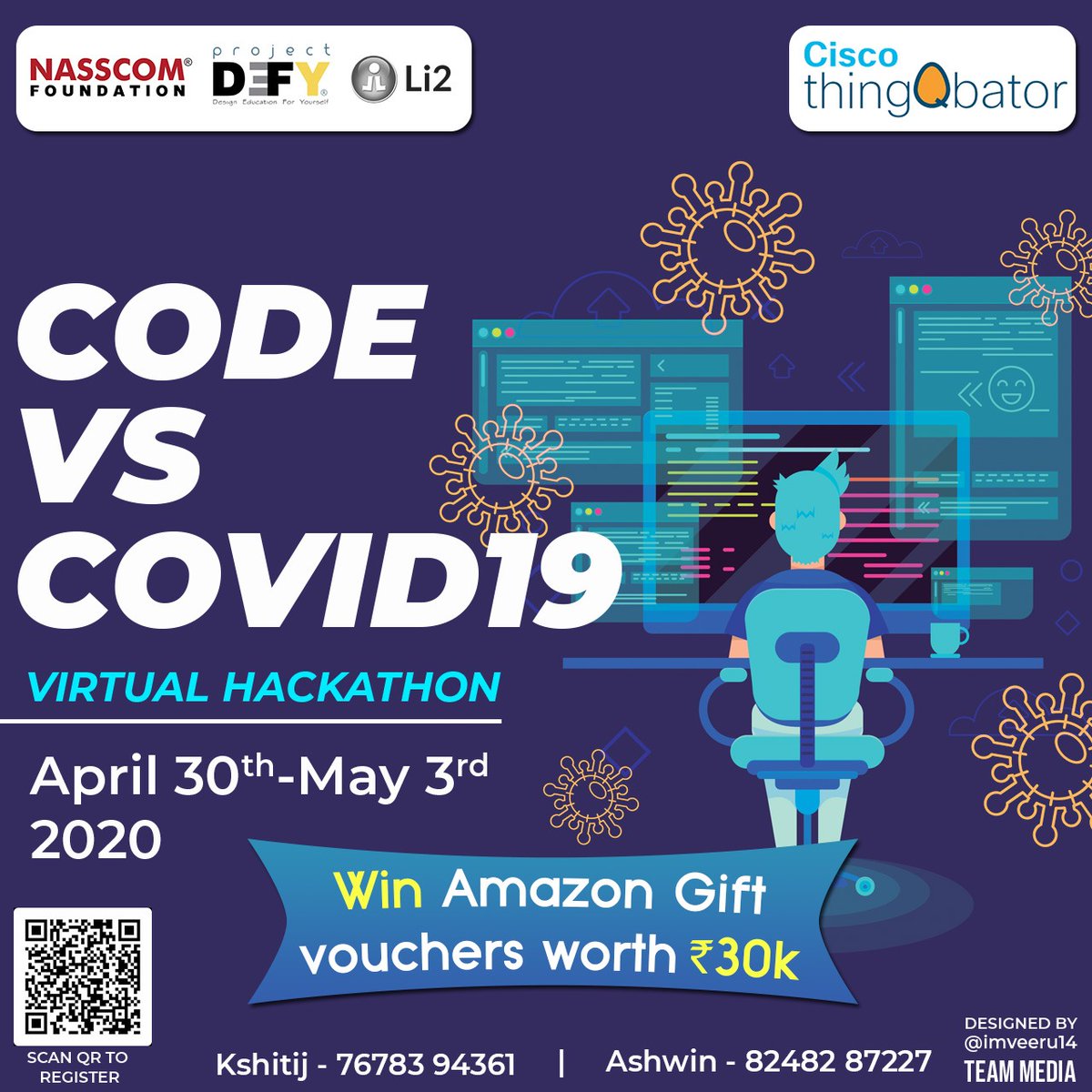 The first Inter #thingQbator #hackathon would be organised online for 4 days from "April 30th-May 3rd, 2020". The theme is based on #COVID -19 and you would be required to come up with solutions to fight #covid_19

Apply Here forms.gle/oehFLdknXBw2VM…
Interesting prizes from Amazon