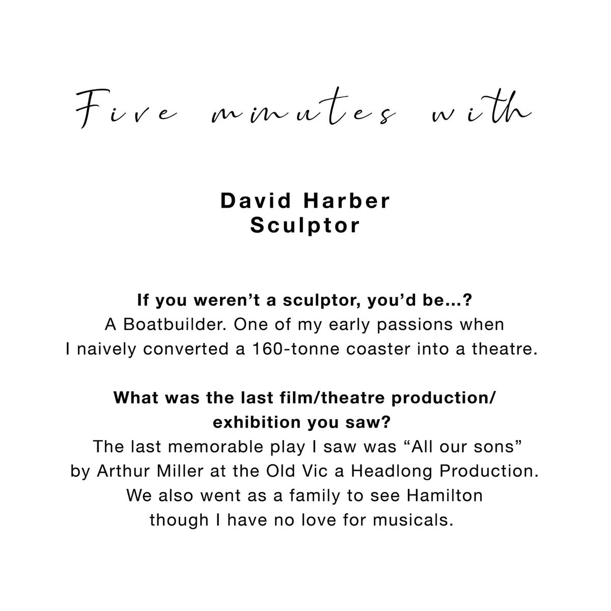 Culturalcomms's tweet photo. #5MinsWith | This week we spoke with David Harber, the sculptor behind @davidharber. Synonym of elegance and craftsmanship, David has been making sculptures, sundials and water features since 1992. This week, the company celebrates its second Queen’s Award. https://t.co/6DndkCAiFI