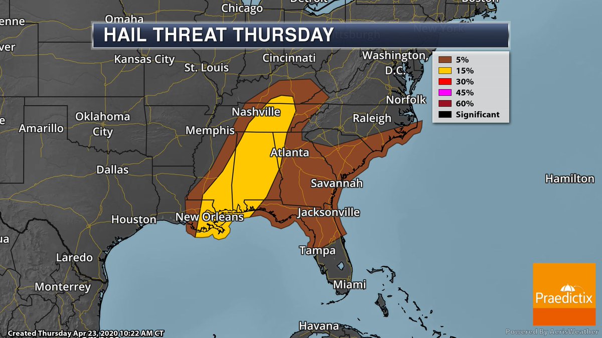 Praedictix's tweet photo. SEVERE STORM FOCUS
Modified risks of severe weather, up to ENHANCED RISK. Tornadoes, hail, damaging winds all possible Thursday.
#USAwx #SEwx #Praedictix https://t.co/U8oe0jsTXT