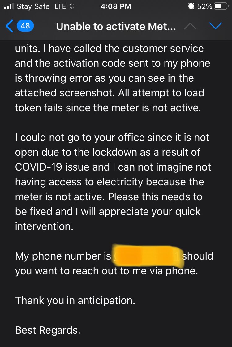couverclemedia's tweet photo. @IkejaElectric I have issue activating my new meter in this period of #COVID19 lockdown &amp; all they can do is 2 add to the pain by not responding to my mail &amp; not helping when I called customer care. 

An issue like this can be fixed without coming out publicly.

@m_customerfirst https://t.co/I0x5SCVuuY