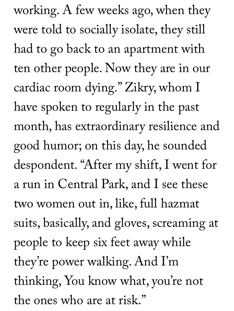 This entire Rivka Galchen article is worth reading, but this passage is a reminder of who’s at highest risk right now (and who’s not). newyorker.com/magazine/2020/…