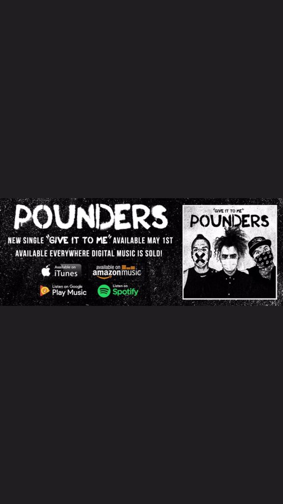 PNDRS's tweet photo. NEWS: POUNDERS brand new single &amp; music video “Give it to Me” comes out on May 1st wherever digital music is played! #POUNDERS #COVID19 #ShelterInPlace #NewMusic @kroq @sthbaylivemusic @AaronAxelsen @1077TheBone @SofarSoundsSF @SoFAdistrict https://t.co/6qKfdvYGBA