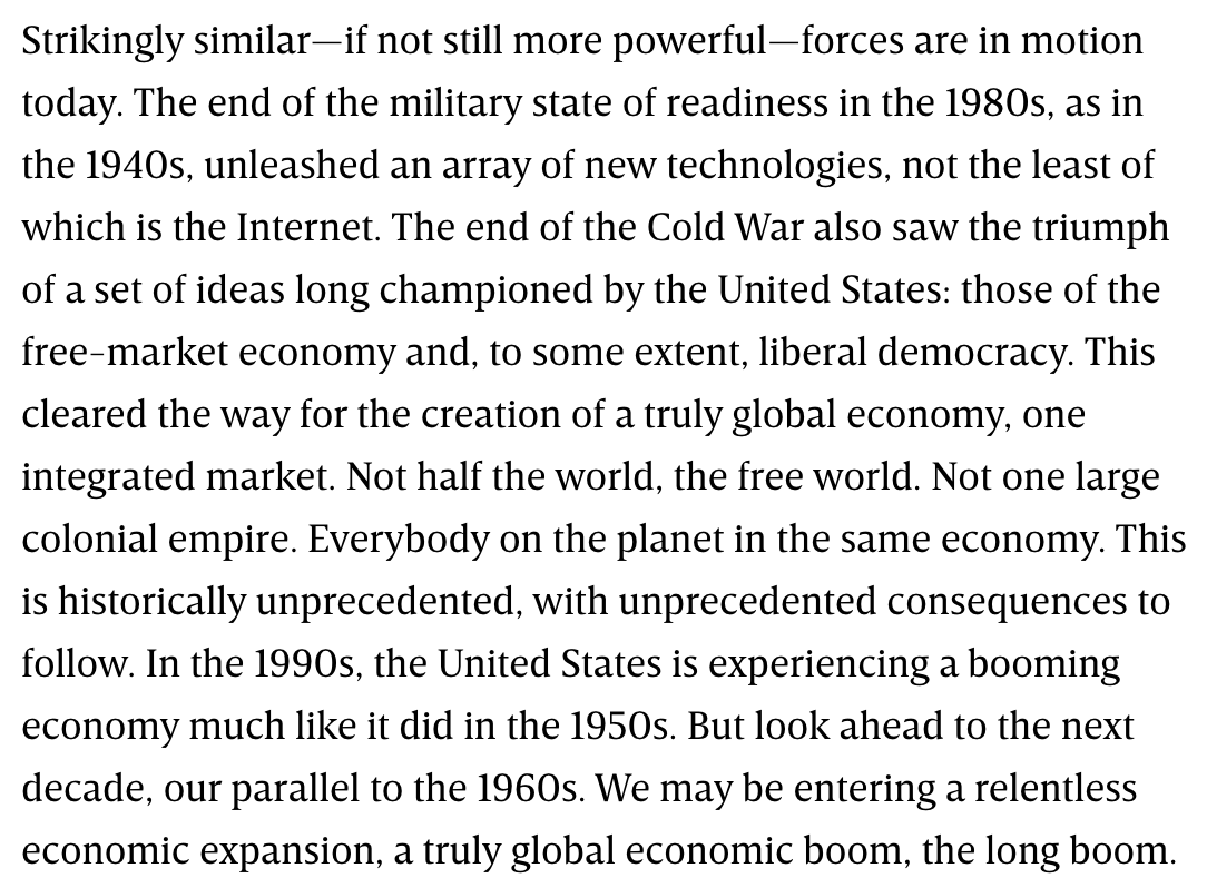 From "The Long Boom: A History of the Future, 1980–2020" by  @peteleyden and  @peterschwartz2 in  @wired's July 1997 issue
