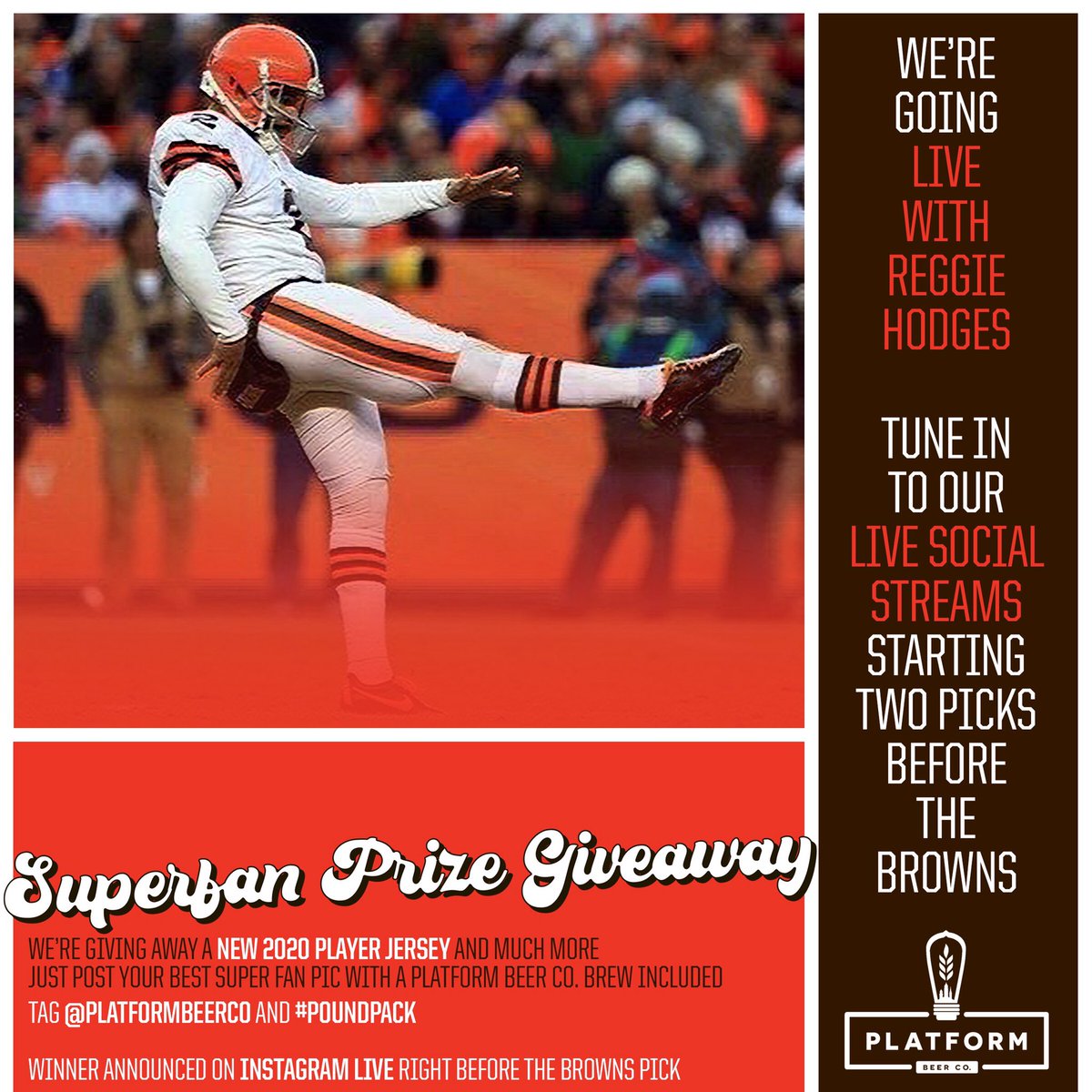 NFL draft-day is here and we’re going live during the draft with <a href="/Reggie_Hodges/">Reggie Hodges</a>. We’ll be talking all things <a href="/Browns/">Cleveland Browns</a> and will announce the winner of our Superfan Prize Giveaway. The prize includes a 2020 player jersey, Platform Beer Co. merch and more. (1/2)