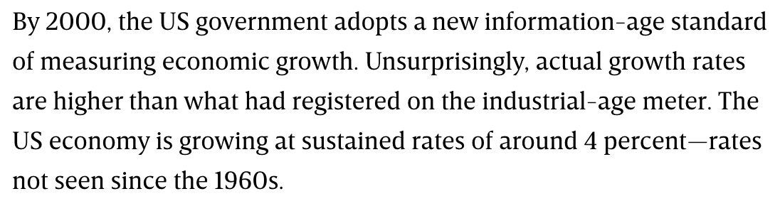 Some of my favorite paragraphs from "The Long Boom: A History of the Future, 1980–2020" by  @peteleyden and  @peterschwartz2 in  @wired's July 1997 issue: how we solved that pesky economy