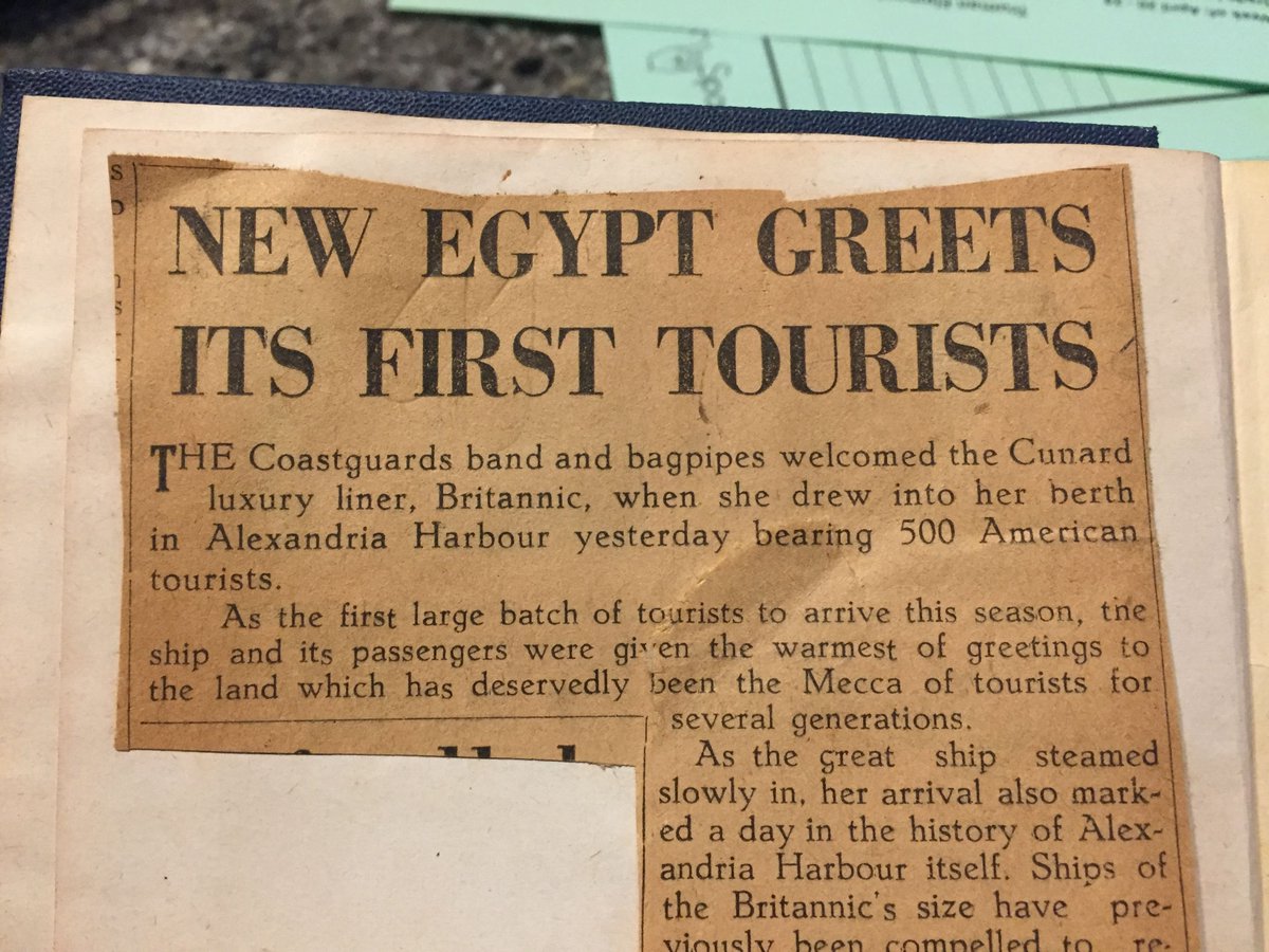 Here's where this gets really interesting! She was on the FIRST mass tourist trip to Egypt after the revolution in 1952 and the nationalization of the country by Nasser. Here, Turner cut and pasted a newspaper article about their group.