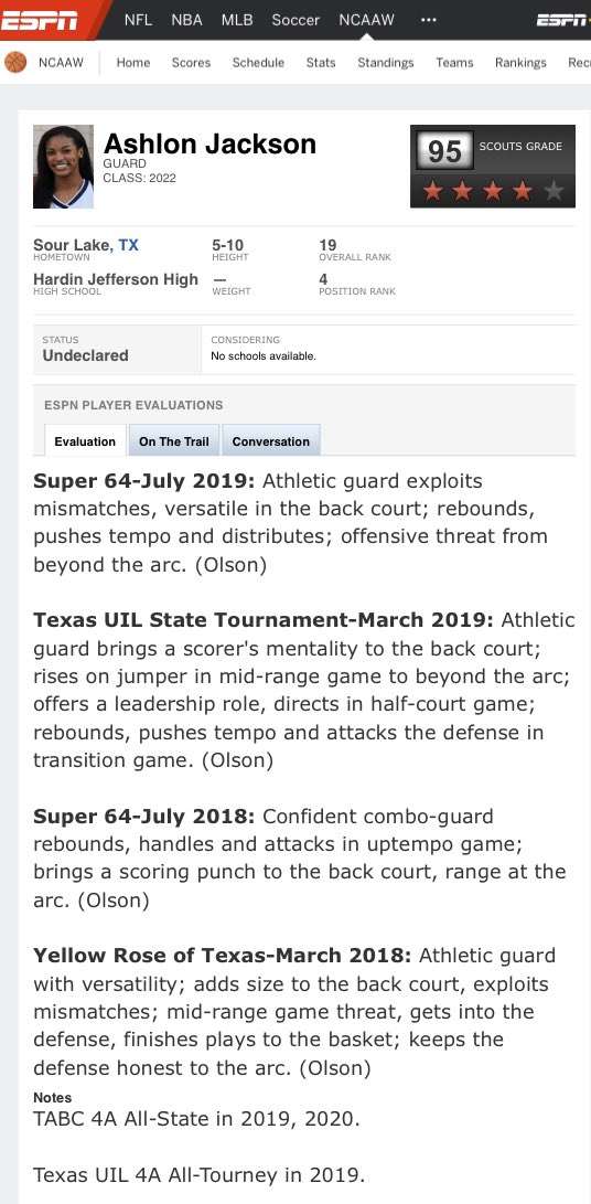 HJladyhawks's tweet photo. Congrats to Lady Hawk Ashlon Jackson on being ranked by ESPN as the #4 guard in the country #19 overall. So very proud of you, keep working! https://t.co/hUCevIoMJk