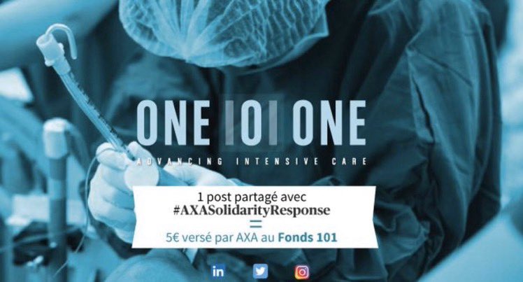 Bravo et merci à toutes les personnes qui se battent quotidiennement contre le virus !!! AXA s’associe à #101Fund pour soutenir 1 200 unités de soins intensifs. #AXASolidarityResponse #AXAHeartsinAction