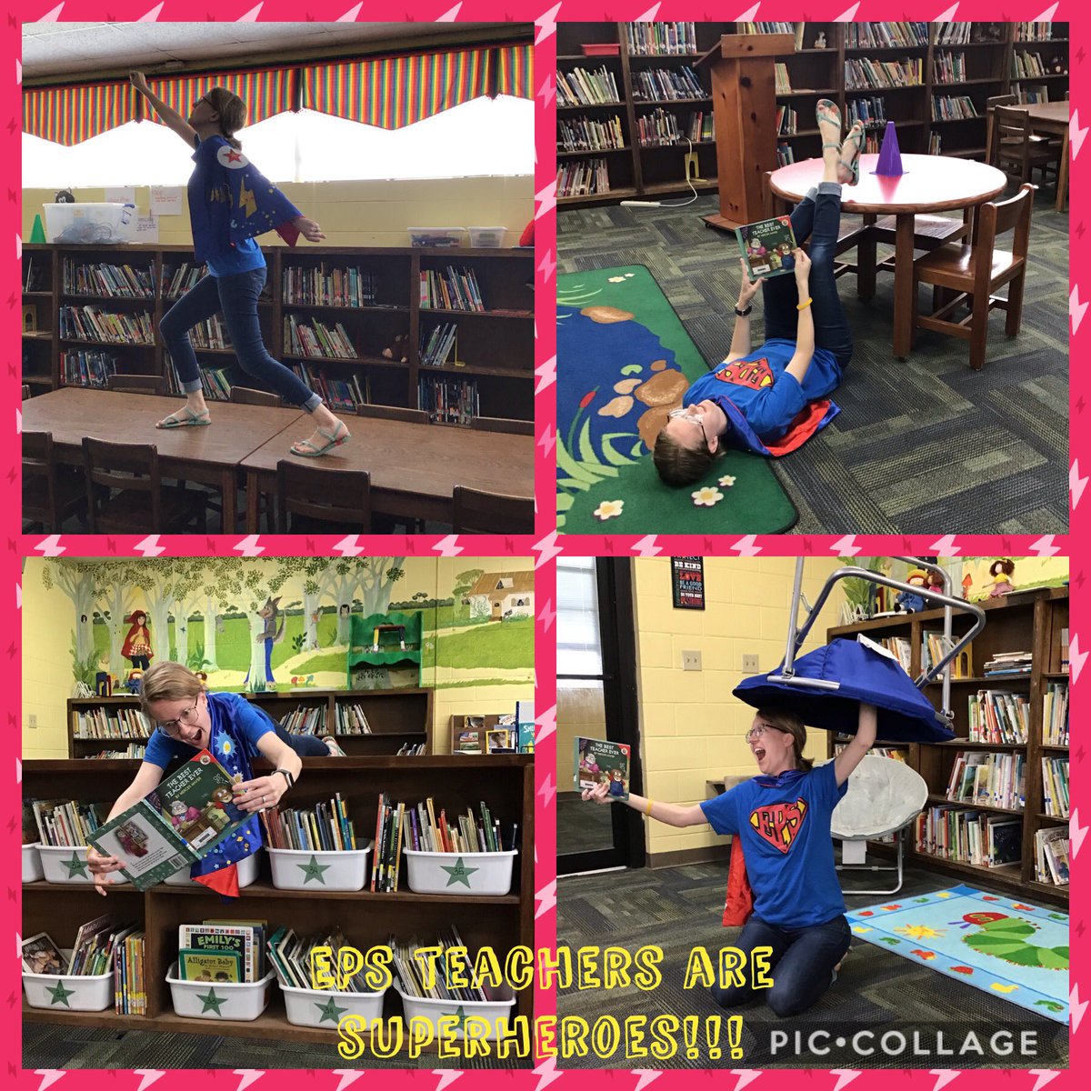 MicheleEPSlib's tweet photo. “Reading Gives You Superpowers!”  Thank you so much to all of our fabulous EPS teachers that are the true Superheroes every day!  I love you guys and miss you bunches!  #NationalLibraryWeek @EufaulaCS @EufaulaPrimary https://t.co/BolPjDioUv