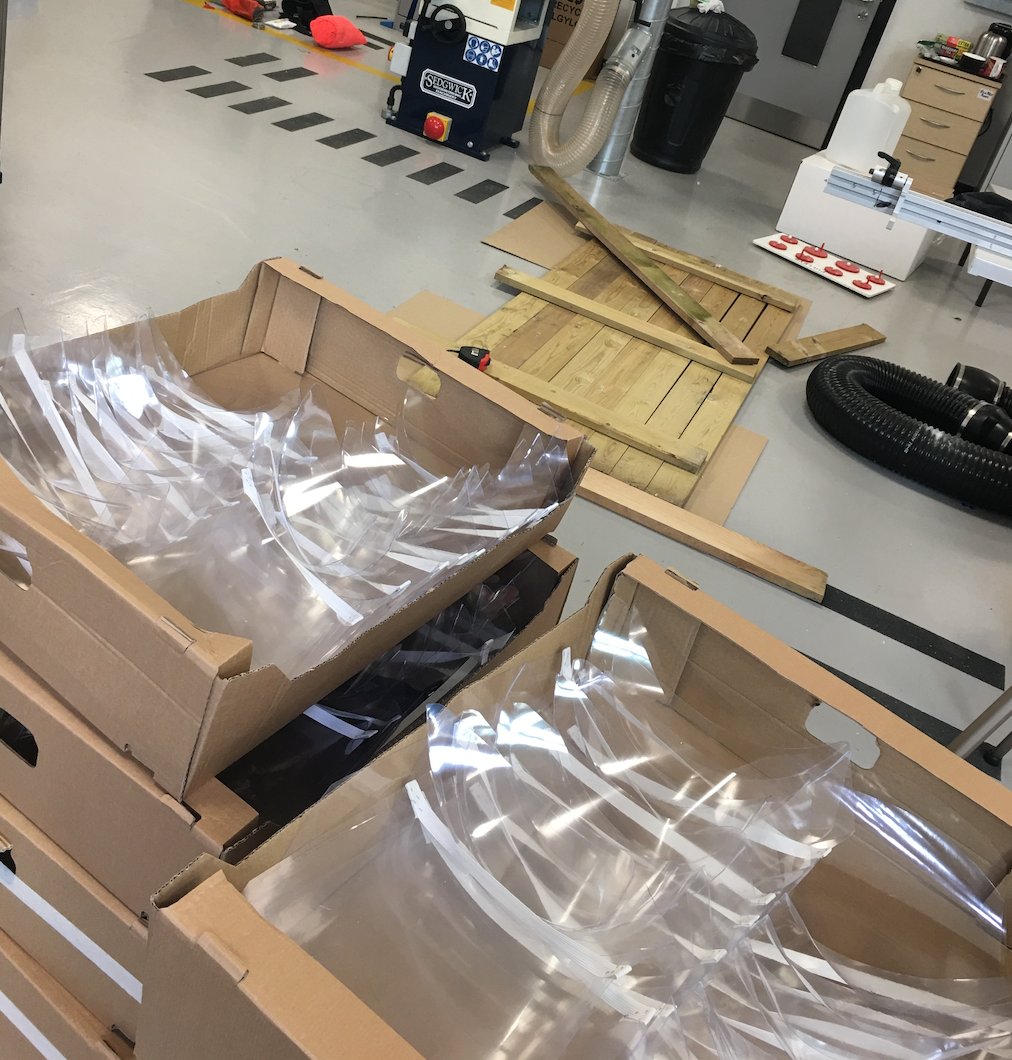 Huge well done to Mr Jennings and the team, another 200 face masks made. 

These were delivered this morning by the Chair of Governors to Newces - North East Wales Community Equipment Service, for distribution across the Deeside community. Gwaith anhygoel 👏

#DeesideTogether
