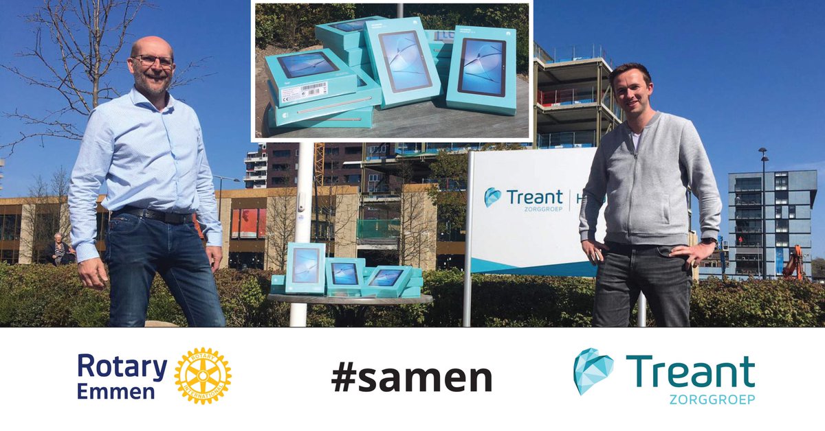 De <a href="/RotaryClubEmmen/">Rotary Club Emmen</a>  heeft voor de <a href="/Treantzorg/">Treant</a> in Emmen, een actie bedacht om ouderen dichter bij kinderen en kleinkinderen te brengen.
Door de gift van deze tablets,  aan o.a.  <a href="/Holdert_Emmen/">Holdert</a> , kunnen zij “beeld bellen” met de familie om zo eenzaamheid te voorkomen.